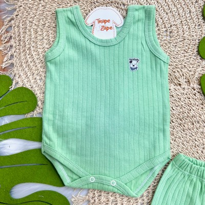 Conj. Body Regata e Short Canelado - Verde